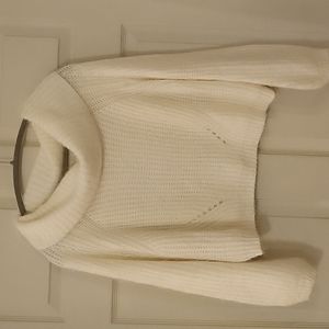 Main Strip Off white cropped cowl neck/off-shoulder sweater. S/M